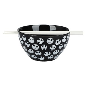 Nightmare Before Christmas Jack Skellington On-The-Go Ceramic Ramen Bowl With Chopsticks - 1 of 4