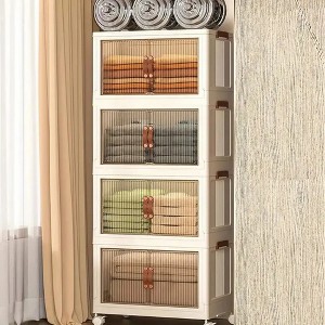 DOMETOUR Four-Layer Foldable Plastic Storage Box, Stackable And Space-Saving, Perfect For Homes, Offices, Closets, And Dorms. - 1 of 4