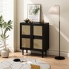 4-Doors Rattan Mesh Storage Cabinet, Accent Cabinet , Buffet Cabinet Storage, Sideboard with Eight Storage Spaces, for Entryway, Living Room, Hallway - 3 of 4