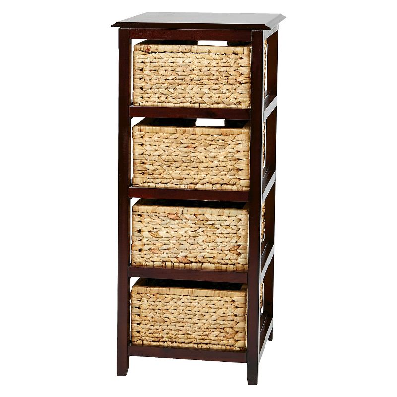 Seabrook FourTier Storage Unit with Espresso and Natural Baskets - OSP Home Furnishings, 3 of 8