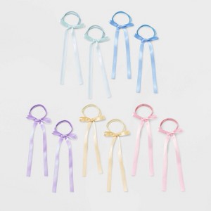 Girls' 10pk Bows Hair Tie Set - Cat & Jack™️: Fashion Elastic Ponytail Holders, All Hair Types - 1 of 3