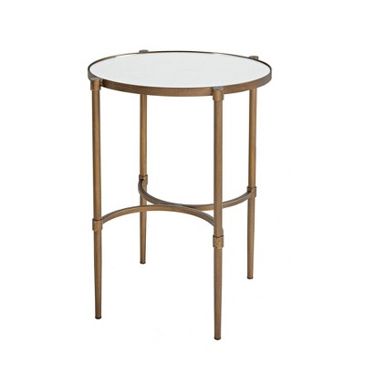 Lia 23" Antique Bronze Metal and Glass Oval Accent Table