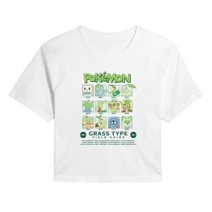 Women's - Pokémon - Grass Type Field Guide Cropped Graphic T-Shirt - 1 of 4