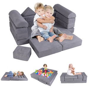 Infans Kids Modular Play Couch Play Set w/ Suede Fabric Cover High-Density Foam - 1 of 4