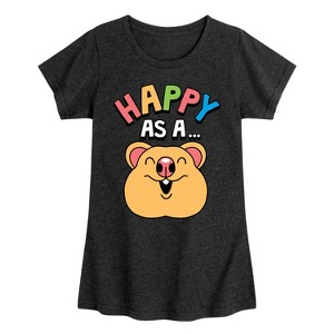 Girls' - Instant Message - Happy As A Quokka Fitted Short Sleeve Graphic T-Shirt - 1 of 4