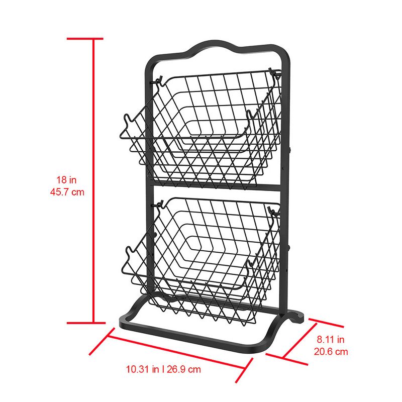 Oceanstar 2-Tier Storage Kitchen Wire Basket Stand, Black, 4 of 7