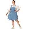 Agnes Orinda Women's Plus Size Denim Side Button Adjustable Strap Overall Jumpers - 3 of 4