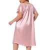 Agnes Orinda Women's Plus Size Satin Silky Pleated Loose Fit Midi Nightgown - 4 of 4