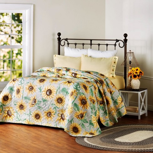 InterestPrint Sunflower and Butterfly All Season Coverlet Quilt Warm Lightweight Quilted Throw Blanket 40x50