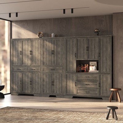 FUFU&GAGA Multifunctional Modular Storage Cabinet Bookcase Display Cabinet with Adjustable Shelving, Drawers & Safety Features
