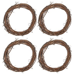 Unique Bargains Metal Door Window Decorations Hoop Round Rattan Wreaths 4 Pcs - 1 of 4