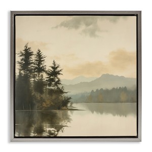 Stupell Industries Beige Mountain Landscape Floating Frame Canvas Art - 1 of 4