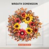 24in Fall Wreath with Sunflower - Autumn Thanksgiving Decor for Front Door & Fireplace - 3 of 4