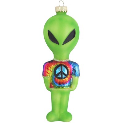 Christmas by Krebs 5.25" Green and Blue Tie Dye Shirt Alien Figurine Christmas Ornament