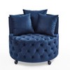 GDFStudio Eudora Button Tufted Velvet Upholstered Swivel Chair with Movable Wheels and 3 Pillows - 2 of 4