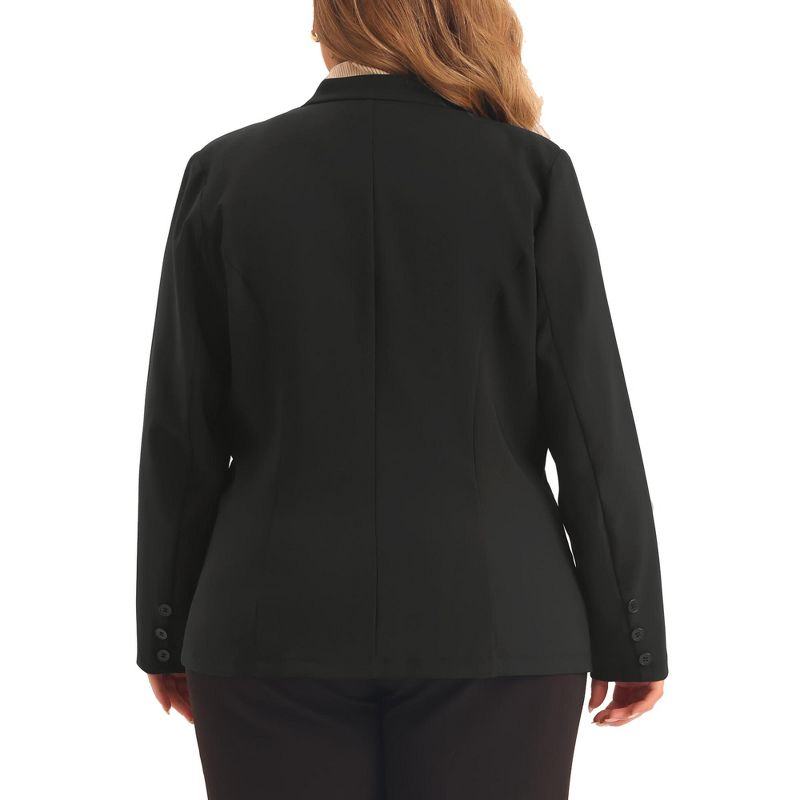 Agnes Orinda Women's Plus Size Button Down Lapel Long Sleeve Office Work Business Blazer, 4 of 6
