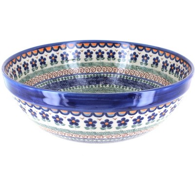 Blue Rose Polish Pottery Aztec Flower Medium Serving Bowl