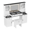 LOVSON 61.5" Farmhouse Style Vanity Table with Mirror and LED Lights with 5 Drawers and 4 Cabinets, Comfortable Cushioned Stool for Bedroom - 2 of 2