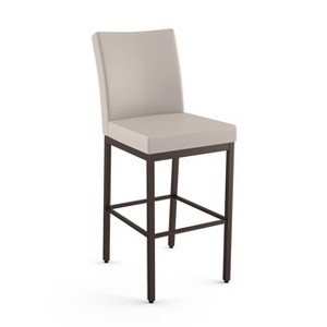 Amisco Perry Upholstered Barstool Cream/Dark Brown: Faux Leather, Steel Frame, 30" Seat Height - 1 of 4