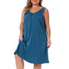 Women's Plus Size Satin Pleated Wide Strap V Neck Sleeveless Lounge Soft Midi Nightgowns - Agnes Orinda - 2 of 4
