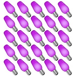 Luxrite C7 LED Red Replacement Light Bulbs, String Lights, 0.5W, Shatterproof Colored Candelabra Bulb, Enclosed Fixture Rated E12 Base 25 Pack - 1 of 4