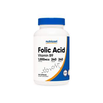 Nutricost Folic Acid (Vitamin B9) Capsules (1000 MCG) (240 Capsules)