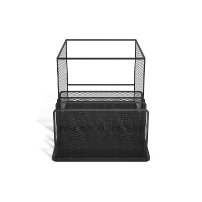 HITOUCH BUSINESS SERVICES 4 Compartment Wire Mesh File Organizer Matte Black TR57536