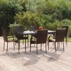vidaXL Garden Dining Set Black PE rattan, powder-coated steel, glass - Brown 63" table length 6 - 2 of 4
