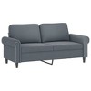 vidaXL Dark Gray Velvet 2-Seater Sofa with Throw Pillows - Modern Design, Comfortable Padded Seats, and Robust Metal Frame for Living Room or Office - 3 of 4