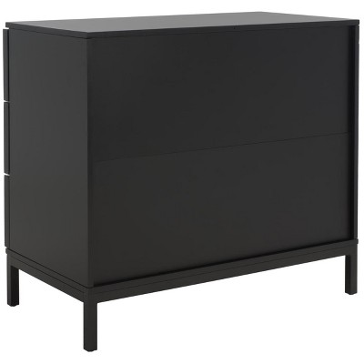 Black and Natural Rattan 3-Drawer Chest