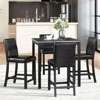 AZL1 Life Concept Dining Sets 5 Piece Dining Table Set Rectangular Kitchen Square Safety-Corner Table with 4 Chairs, Black, 34.5”*34.5“*36" - 4 of 4