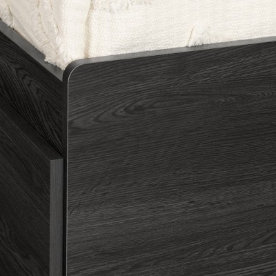 Twin Gray Oak Platform Bed with 3 Storage Drawers