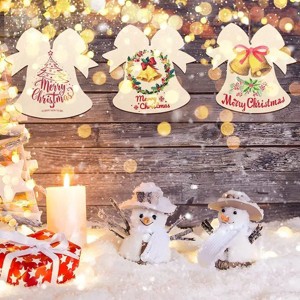 20PCS Unfinished Wooden Christmas Ornaments, Blank Paintable Wood Crafts for DIY Xmas Tree Decorations, Includes Bell, Gift Shapes for Holiday Decor - 1 of 3