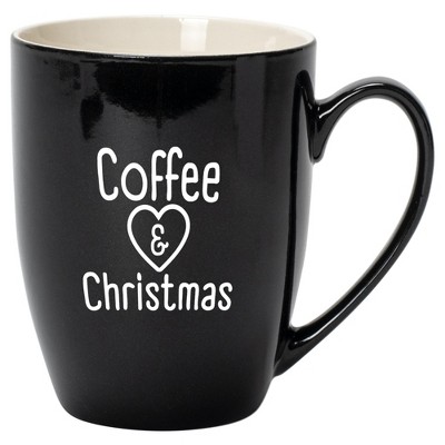 Elanze Designs Coffee & Christmas Black 10 ounce New Bone China Coffee Cup Mug