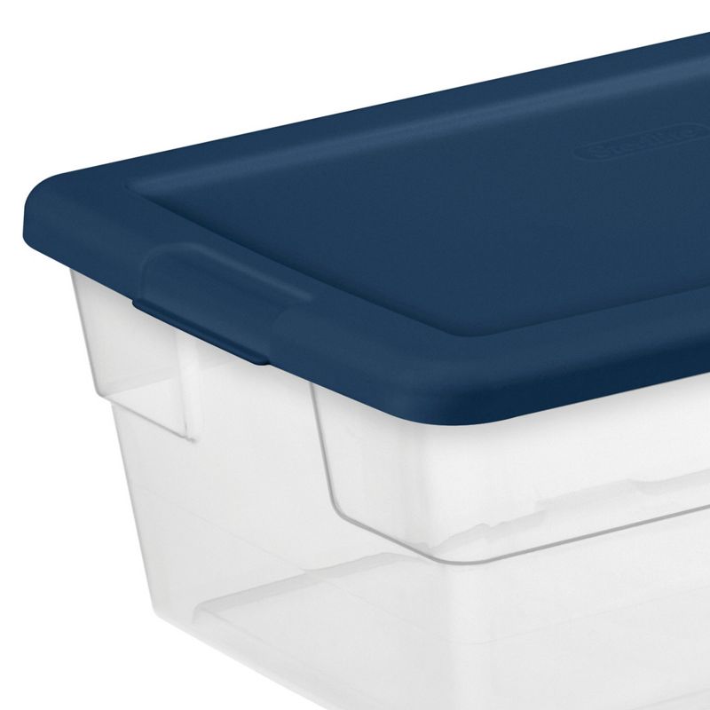 Sterilite Stackable 6 Quart Clear Home Storage Box with Handles and Blue Lid for Efficient, Space Saving Household Storage and Organization, 5 Pack, 5 of 7
