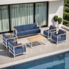 Belord Patio Furniture Set with 10" Extra Thick Cushion, 6PCS Outdoor Conversation Set Metal Patio Set with 4 Patio Chairs, 1 Couch and 1 Coffee Table - 3 of 4