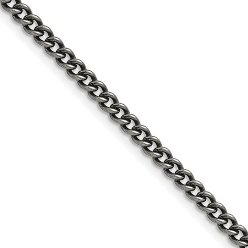 Black Bow Jewelry 4mm Stainless Steel Antiqued Round Curb Chain Necklace - image 1 of 4