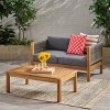 KWPZQEB Outdoor Patio Furniture Set, Loveseat & Coffee Table & 2 Armchair w/ Acacia Wood Frame & Cushion, Chat Set for Garden, Backyard, Porch - 2 of 4