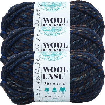 (3 Pack) Lion Brand Wool-ease Thick & Quick Yarn - Night Shadow : Target