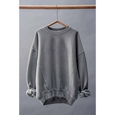 Women's Wo's Crew Neck Comfort Washed Sweatshirt - Urban Daizy