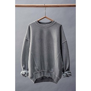 Women's Wo's Crew Neck Comfort Washed Sweatshirt - Urban Daizy - 1 of 2