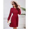 WhizMax Women's 2024 Long Sleeve Mini Sweater Dress Crewneck Ribbed Knit A Line Pleated Swing Short Dresses - 4 of 4
