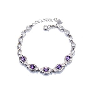 18K White Gold and Purple Tanzanite Tennis Style Bracelet - 1 of 4