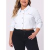 Agnes Orinda Women's Plus Size Cropped Long Sleeve Trendy Fashion Denim Jean Jackets - 2 of 4