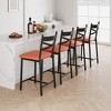 Bar Stools Set of 2, Counter Height Bar Stools with PU Upholstered Seat - 3 of 4