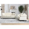 3-Seater + 2-Seater Velvet Chesterfield Tufted Sofa Set with Nailhead Trim and 4 Pillows for Living Room, Bedroom - 2 of 4