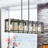 LNC Fiorekaury 5-Lights 42.1-in Modern Oversized Luxury Rectangle Indoor Hanging Kitchen Island Pendant Lights, Matte Black and Textured Glass - 2 of 4