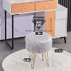 KTMBDW Storage Ottoman Round Furry Vanity Stool Marble Grain Tray Coffee Table Compact Footrest Stool with 4 Metal Legs for Living Room Bedroom - 4 of 4