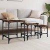 vidaXL Set of 3 Smoked Oak Nesting Coffee Tables - Industrial Design, Engineered Wood, Various Sizes, Metal Frame, Max 99.2 lb Load - 2 of 4