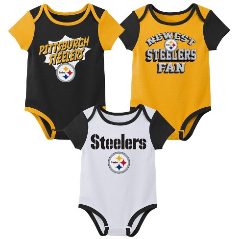 NFL Pittsburgh Steelers Infant Boys' AOP 3pk Bodysuit - 0-3M